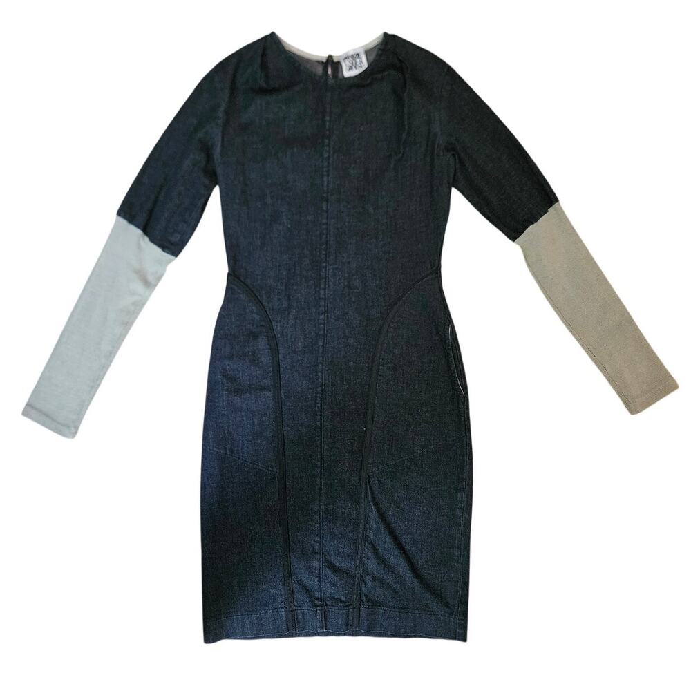 Prairie Underground Denim Knit Sleeve Sheath Dress S